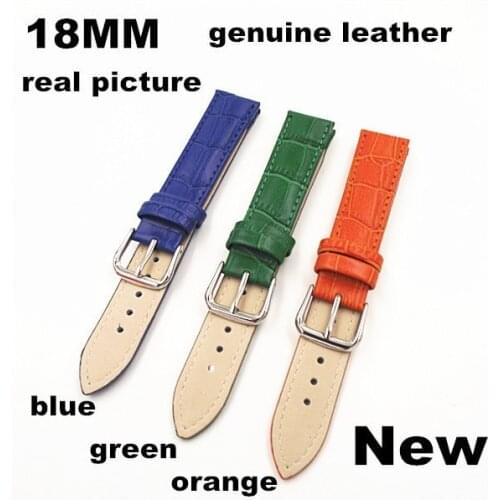 1PCS 18mm genuine leather watch band watch strap blue ,green , orange color available -3222
