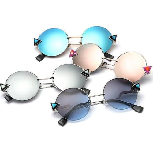 Luxury Metal Round Sunglasses With Crystal 2020 Luxury Ltalian Brand Retro Mirror Sun Glasses Female Black Rhinestone Shades