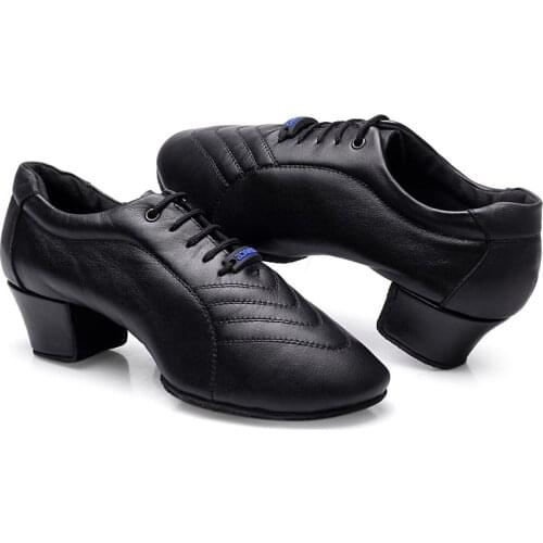 Mens Latin dance shoes teacher adult Cowhide national standard two point dance shoes male sneakers