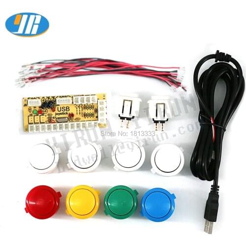 Arcade Push Button Kit Arcade Zero Delay USB Encoder To PC & Raspberry pi 30mm & 24mm Push Button Free Shipping