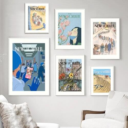 The New Yorker Vintage Character City Illustration Wall Art Canvas Painting Posters And Prints Living Room Nordic Style Decor