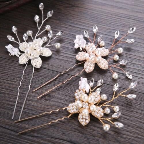 Pearl Rhinestone Hairpin For Bride Wedding Hair Jewelry Beautiful Hair Pin Hair Accessories