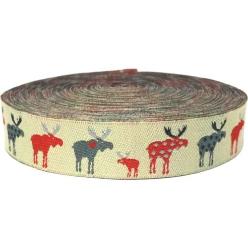 ZERZEEMOOY 5/8" 16MM 7/8" 22MM 10yards/lots Christmas Deer Dog Collar Ribbon Woven Jacquard Ribbon