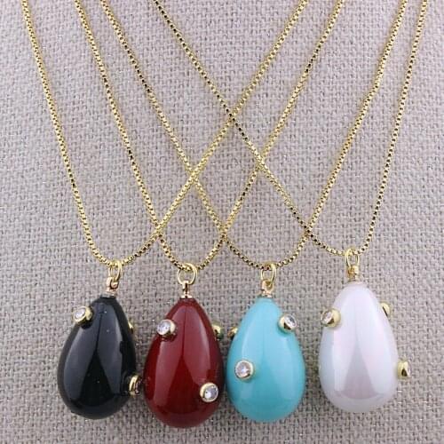 16inch 10pcs/lot random mixed fashion shell pearl necklace, handmade cz charm necklace jewelry, shell pearl jewelry accessories