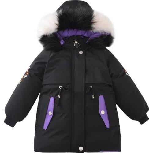 Winter new Gilr cotton padded jacket childrens clothing Fashion childrens thick down jacket kids Girl Faux fur hooded warm coat