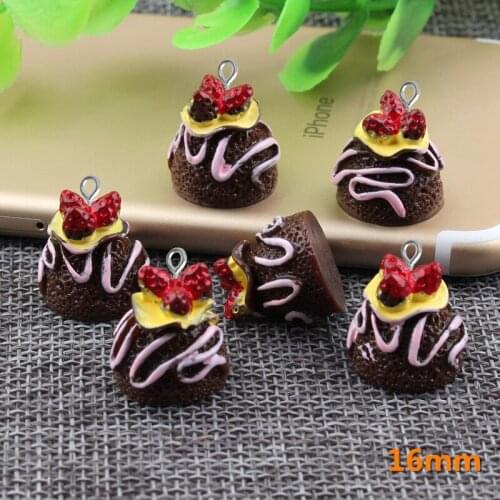 10pcs 16mm Handmade DIY resin cake cupcake charms kawaii cabochon sticker simulated fake food craft decoration jewelry making