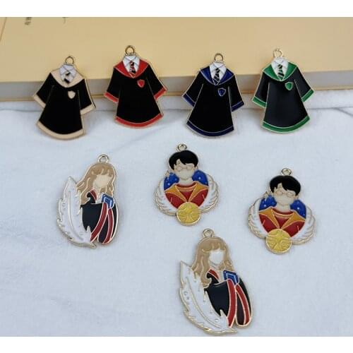 10pcs Oil Drop School Uniform Students Alloy Enamel Charms Boy Girl Pendants For Earring Keychain Diy Accessory Jewelry Make