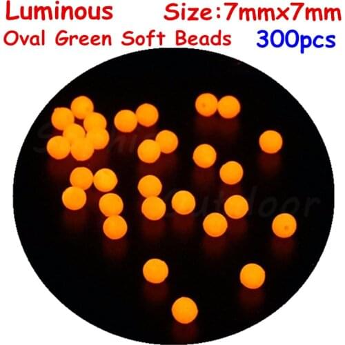 300pcs 7mm Premium Quality Luminous Soft Fishing Beads 7x7mm Glow Round Red Plastic Lumo Fish Lure