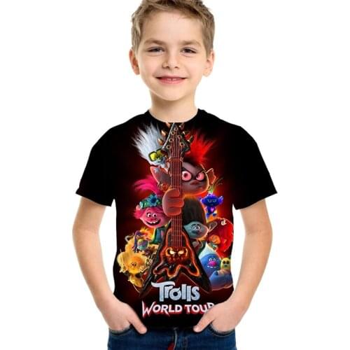 3D Trolls World Tour T-Shirts High Quality Children t shirt Boys/Girls Clothes Kids T Shirt Unisex Trolls Cartoon anime Tees
