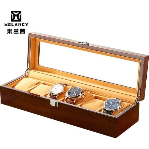 6 Slots Wood Material Watch Boxes For Men or Shop Display Watches Practical Jewelry Watch Storage Organizer Cases