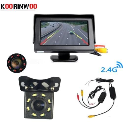Koorinwoo Wireless Adopter Car Monitor Screen 800*480 Car Rear View Camera Backup Reverse Sensor Night Vision Infrared Lights