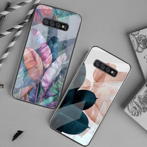 Colorful Leaves Flower Art Phone Case Tempered Glass For Samsung S20 Plus S7 S8 S9 S10 Plus Note 8 9 10 Plus