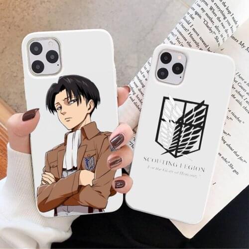 Attack On Titan Phone Case White Candy Color for iPhone 11 12 mini pro XS MAX 8 7 6 6S Plus X SE 2020 XR