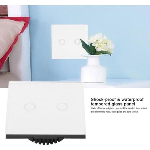 2 Way Touch Switch Houshold Tempered Glass Panel Smart Touch Switch with Wireless Remote Control