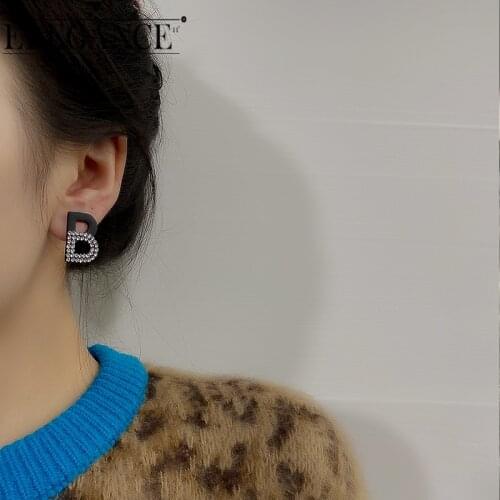 Elegance Fashion Cubic Zirconia Initial B Letter Stud Earrings for Women Fashion Korean Jewelry Charms