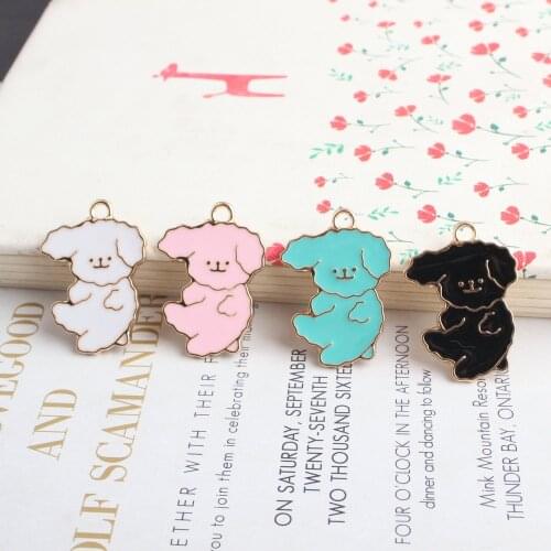Enamel Charms 10pcs Alloy Dripping Oil Cartoon Puppy Pendant Charm DIY Earring Accessories Bracelet Earring Jewelry Accessories