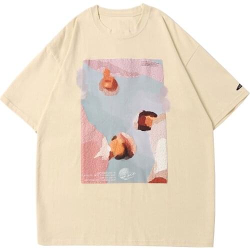 Tees Shirts Summer Painting Print Short Sleeve T-Shirts Fashion Cotton Loose Tops