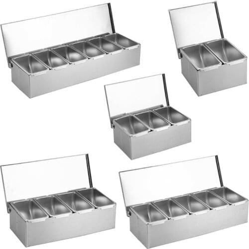 Seasoning Containers Set Stainless Steel Seasoning Box Spice Jar Spice Rack Condiment Cruet Bottle Square with Cover