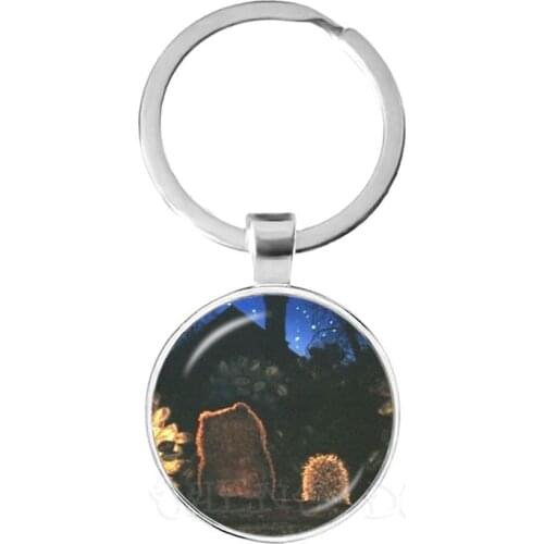 Little Hedgehog In The Fog Key Chains 25mm Glass Dome Keychain Cute Animal Keychain Creative Jewelry For Women Men Kids Gift