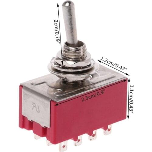 MTS-403 On-Off-On Mini Miniature Toggle Switch 3 Position 4PDT Rocker Switch
