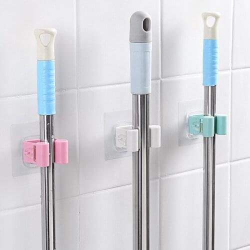 Wall Mounted Mop Organizer Holder Brush Broom Hanger Storage Rack Kitchen Tool Wall Housekeeper Accessory Hanging Pipe Hooks