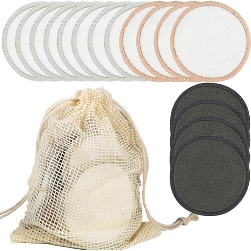12Pcs Bamboo Fiber Makeup Remover Pads Cotton Pads Facial Remover Facial Care Nursing Pad Skin Cleaning Wipes Washable Reusable