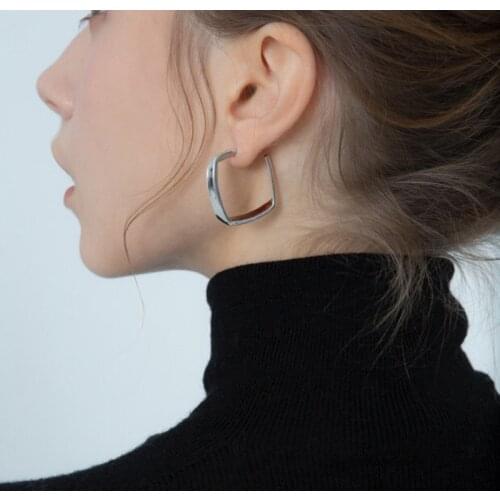 Fashion Geometric Big Stud Earrings Minimalist Square Exaggerated Jewelry Women Cocktail Party Charm Accessories Christmas Gifts
