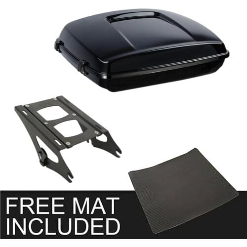 Motorcycle Razor Trunk Black Latch Two Up Quick Detach Mount Rack For Harley Touring Tour Pak Electra Glide Road King 14-20