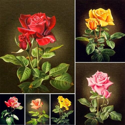 5D DIY Rose Flower Art Diamond Painting Picture Full Square Rhinestone Full Diamond Embroidery Gift Mosaic Home Decoration Kit