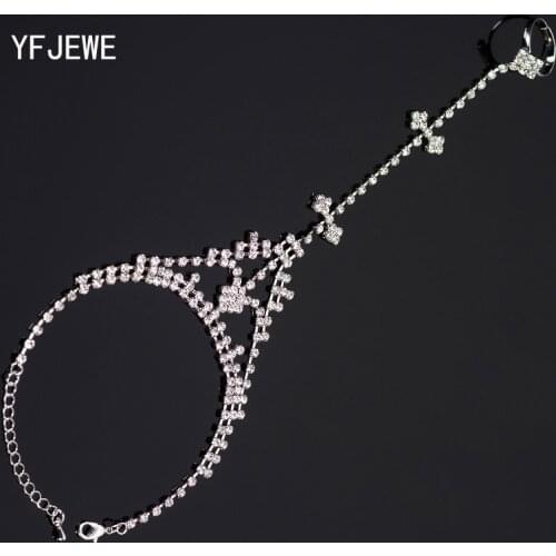 YFJEWE New hot sell gold Color Austrian crystal brand jewelry Multi-chain rhinestone bracelet women wedding Jewellry #B111