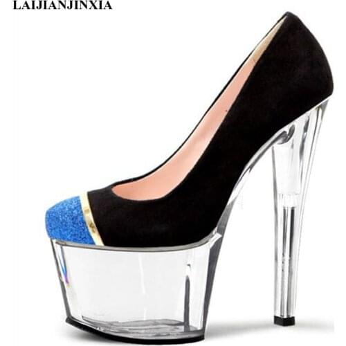 New high-heeled shoes, 17cm Wedding Shoes,Sexy Women Shoes Classic Black High Heels Dance Shoes