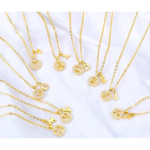 Zircon Initial Letter Necklace For Women Cute Gold Chain Choker Wedding Female Pendant Necklace Korean Fashion Jewelry BFF 2020