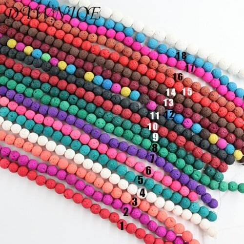 6/8/10mm Colorful Volcanic Lava Stone Round Loose beads Natural Stone Rock Lava DIY Making Jewelry Bracelet Necklace Finding