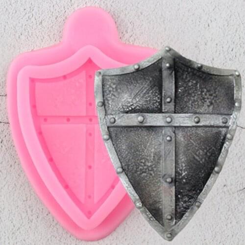 Knight Battle Shield Silicone Molds Cookie Baking Cupcake Topper Fondant Cake Decorating Tools Candy Chocolate Gumpaste Moulds
