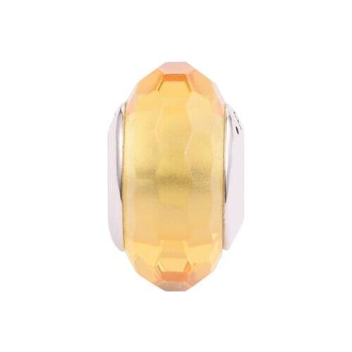 CKK Fascinating Yellow Murano Glass Charms 925 Original Fit Pandora Bracelets Sterling Silver Beads for Jewelry Making Women DIY