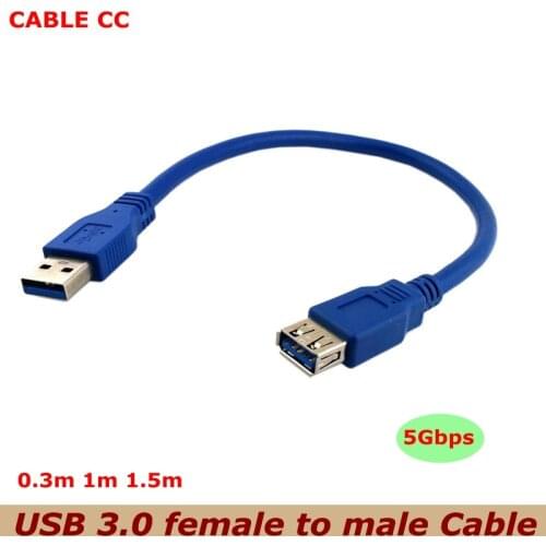 Standard 5Gbps Super Speed USB 3.0 A male to A Female Extension Short Cable 0.3m Blue 30cm/1FT