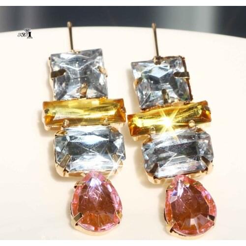 YaYi Jewelry Multi Flower Dangle Crystal Women Ancient Gold Color Wear Ear Band Tassel Wedding Stud Drop Hoop Clip Earrings