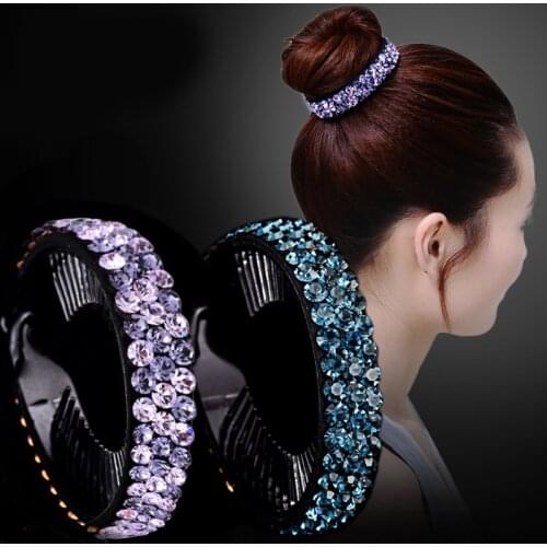 AWAYTR New Meatball Hair Accessories Women Hair Claws Headwear Rhinestone Flower Hairpin Bird Nest Floral Twist Clip 10 Colors