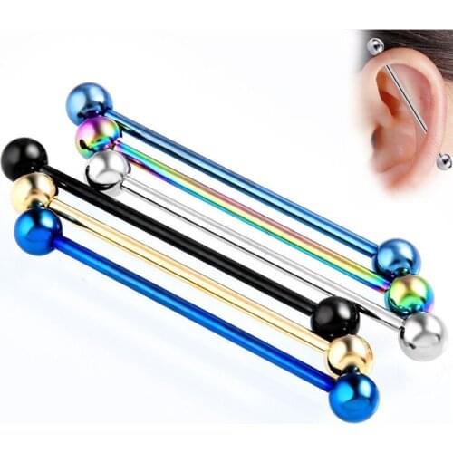 1 Pcs Tongue Piercing Septum Industrial Barbell Flesh Tunnels Ear Plugs Ear Expanders Body Jewelry 34mm 6 Colors
