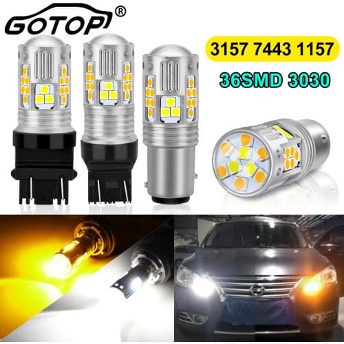 2pcs Dual Color T20 7443 W21/5W Led Bulb Car Turn Signal Lamp 1157 BAY15D P21/5W Car Turn Day Runing Light T25 3157 3000k 6000k