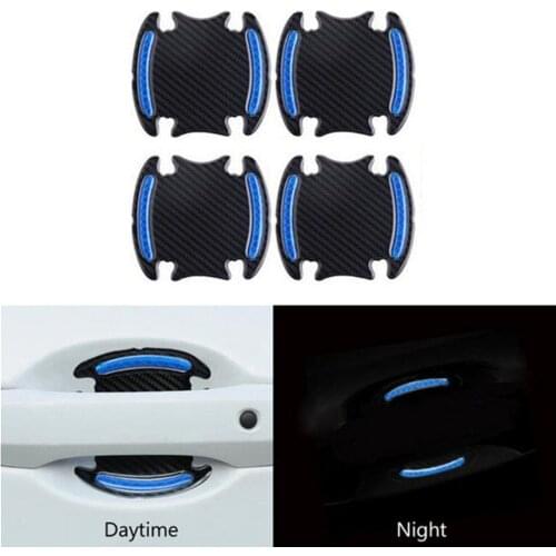 4 Pcs/Set Car Door Wrist Reflective Sticker Universal Car Door Wrist Scratch Protective Film Pad with Safety Reflective Strip