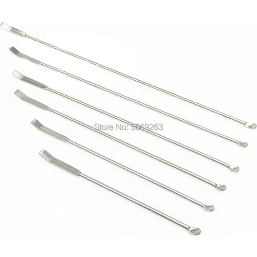 5pcs/lot Stainless steel micro medicine spoon, double head,One end medicine scraper, the other spoon,Length 12.5cm to 50cm