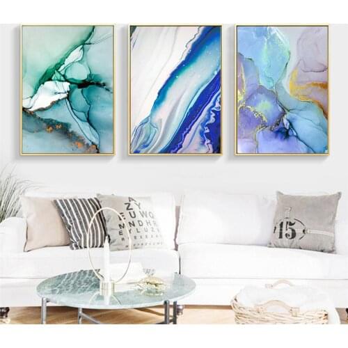 Green Blue Marble Texture Abstract Canvas Poster Nordic Minimalist Wall Art Print Painting Modern Living Room Decoration Picture