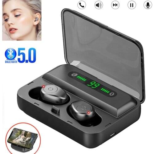 TWS Bluetooth 5.0 Earphones Wireless Mini Earbuds In-Ear Headset with Microphone Charging Case Smart Phone Power BanK