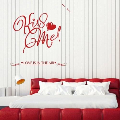 Large Vinyl Decal Note Kiss Me Love Lettering Wall Sticker Home Decor Living Room Bedroom Sweet Art Murals Unique Gift YY620