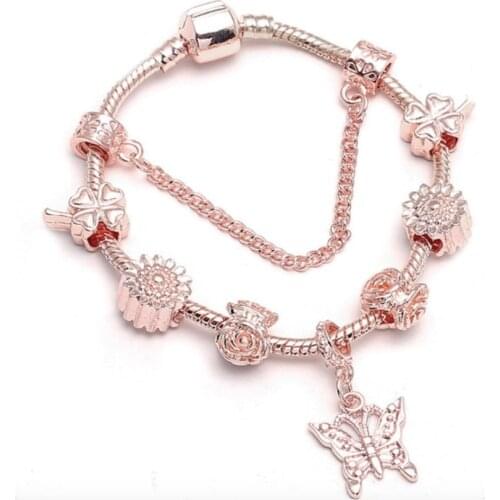 PC2 Murano Glass Beads Charm Bracelet Women Fit Snake Chain Bracelet For Children Jewelry MM