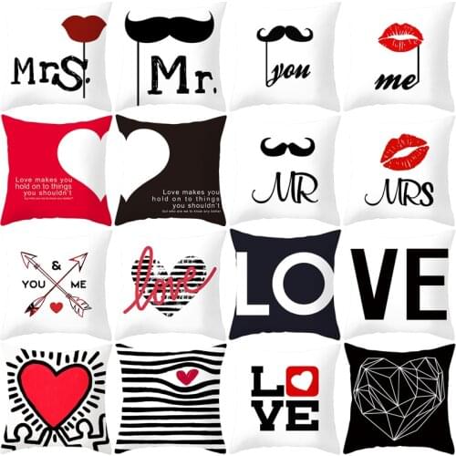 Lover Mustache Mr & Mrs Pillowcase Peach Skin Plush Digital Printing Pillow Cover Home Decoration Accessories Pillow Case