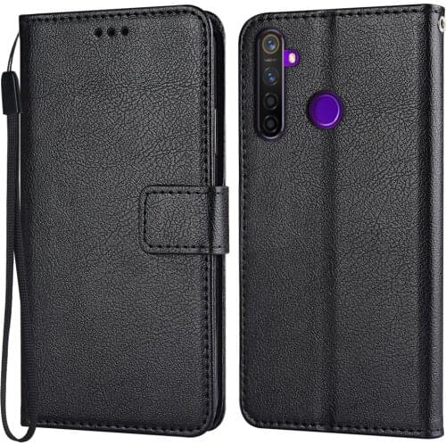 Flip Wallet PU Leather Case For Realme 5i Realme5 i RMX2030 RMX2032 Funda Stand Business Phone Holster Stripe Protect Cover