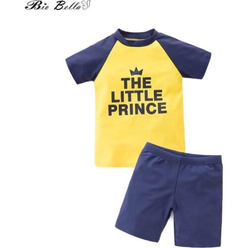 Children Boy Swimwear Swimming Bathing Surfing Kids Boys Swimsuit Kids Swimwear For Boys Sunscreeen Tops+Pants 2Pcs Swimsuit