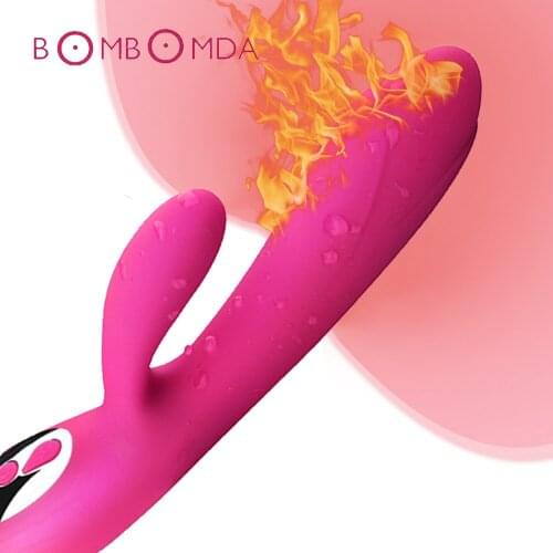 Heating Dual Vibrator Silicone 7 Speeds Adult Sex Toys for Woman Clitoris Stimulation G Spot Dildo Vagina Vibrating Masturbator